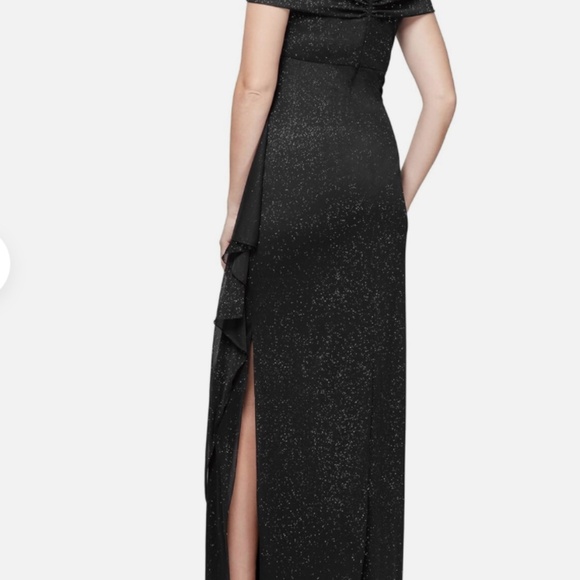 NWT Alex Evenings formal long dress black glitter sheer size 14. - Picture 2 of 10